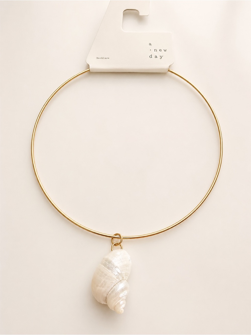 a new day Gold Choker Necklace with White Shell Charm